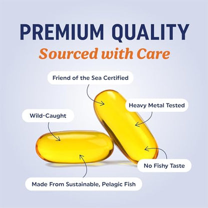 Triple Strength Omega-3 Fish Oil 3600 mg | EPA & DHA | 180 Ct | Burpless