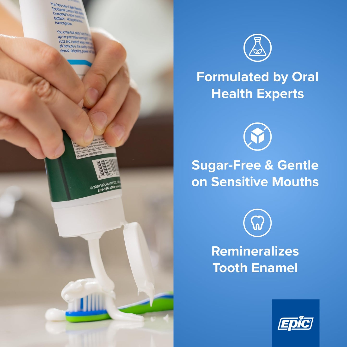 Epic Dental Xylitol Fluoride Toothpaste for Adults – SLS-Free Spearmint, 31% Xylitol – 4.9oz 2-Pack