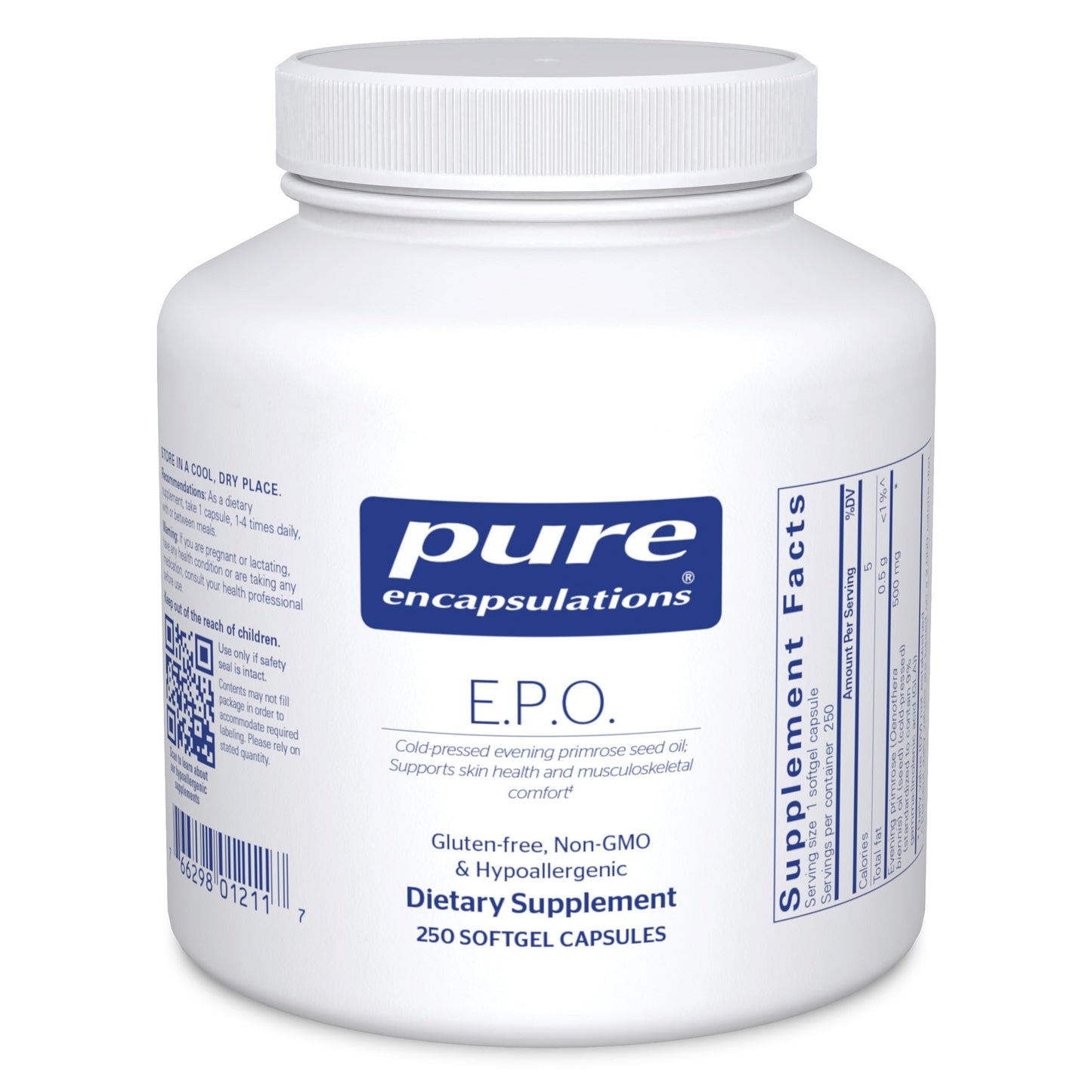 Pure Encapsulations E.P.O. (Evening Primrose Oil) – Hypoallergenic 9% GLA, 250 Softgels
