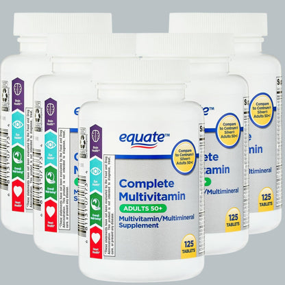 Equate 50+ One Daily Multivitamin - Healthy Brain, 125 Pills | Compare to Centrum Silver