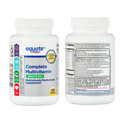 Equate 50+ One Daily Multivitamin - Healthy Brain, 125 Pills | Compare to Centrum Silver