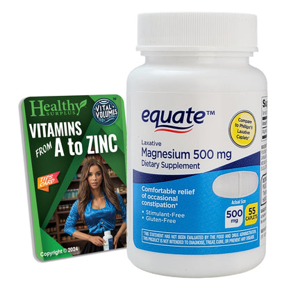 Equate Magnesium 500 mg - 55 Caplets | Vital Volumes