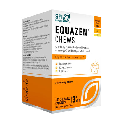 Equazen Eye Q Chews 180 Capsules - Strawberry Flavour Omega-3 & Omega-6 | May Support Concentration & Brain Development