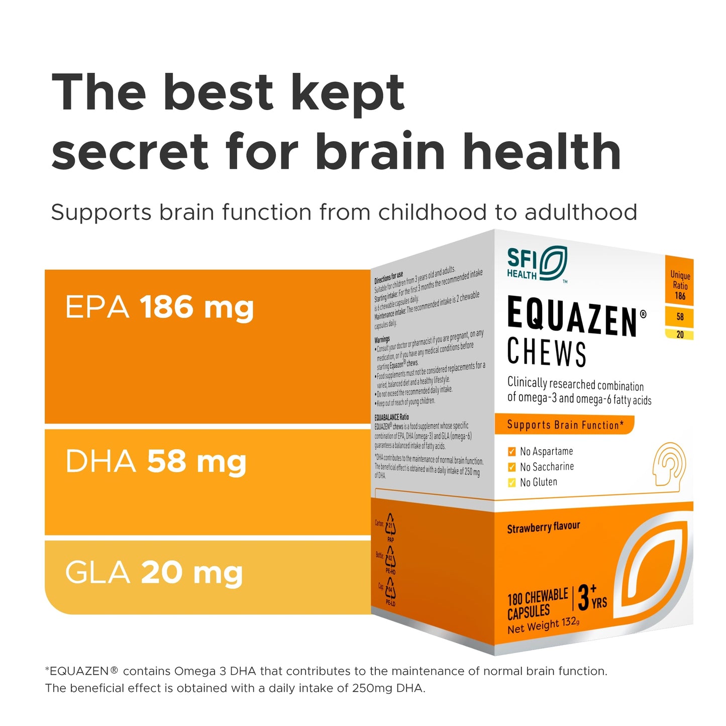 Equazen Eye Q Chews 180 Capsules - Strawberry Flavour Omega-3 & Omega-6 | May Support Concentration & Brain Development