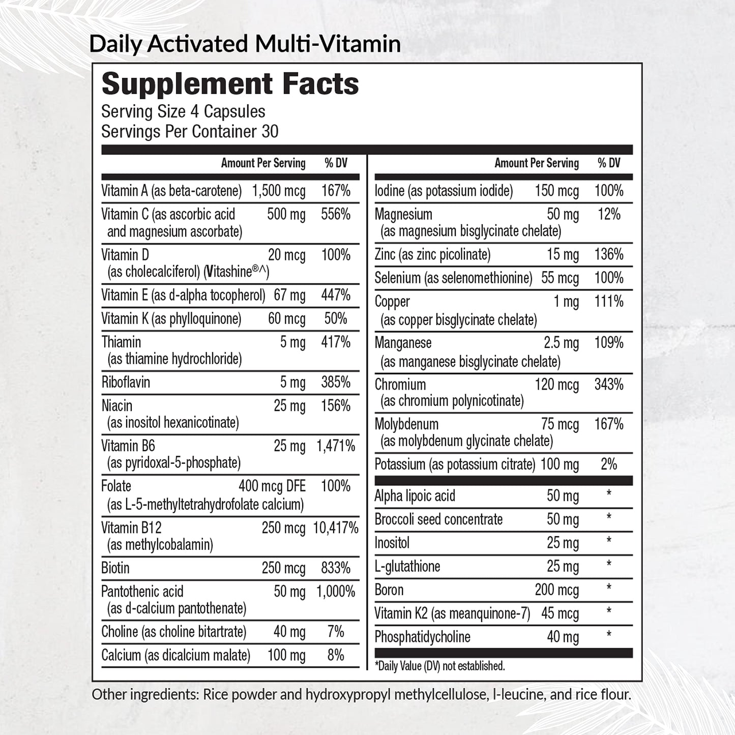 Equilife Daily Activated Multivitamin - 21 Nutrients, 120 Capsules
