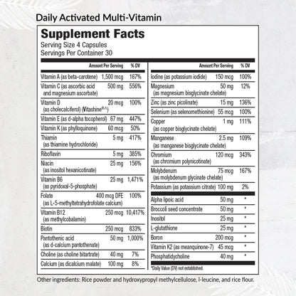 Equilife Daily Activated Multivitamin - 21 Nutrients, 120 Capsules