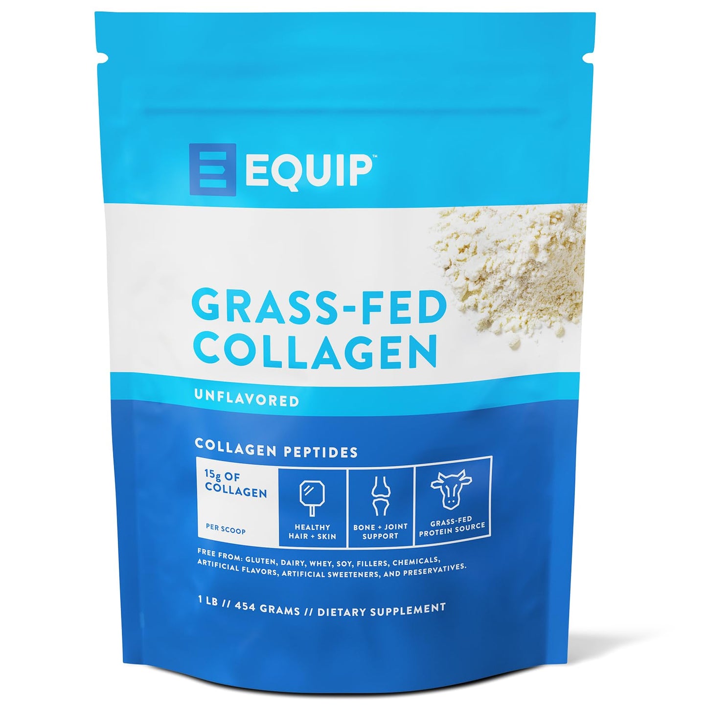 Equip Foods Grass Fed Collagen Powder – Unflavored, 30 Servings, Non-GMO