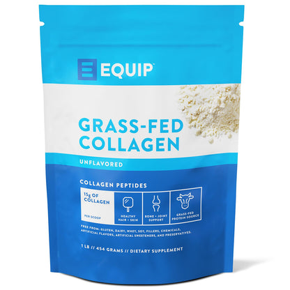 Equip Foods Grass Fed Collagen Powder – Unflavored, 30 Servings, Non-GMO