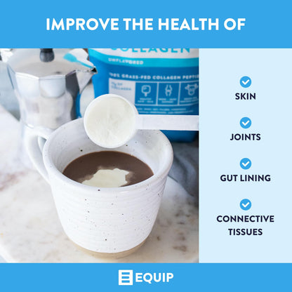 Equip Foods Grass Fed Collagen Powder – Unflavored, 30 Servings, Non-GMO