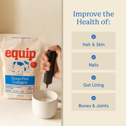 Equip Foods Grass Fed Collagen Powder – Unflavored, 30 Servings, Non-GMO