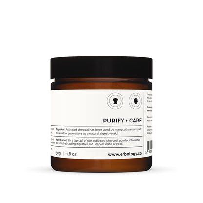 Erbology Activated Charcoal Powder 1.8 oz - Teeth Whitening & Natural Exfoliation - Digestive Aid - Vegan