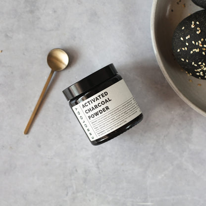 Erbology Activated Charcoal Powder 1.8 oz - Teeth Whitening & Natural Exfoliation - Digestive Aid - Vegan