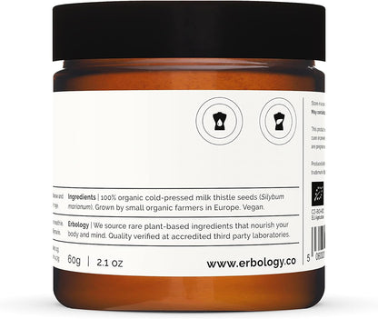 Erbology Organic Milk Thistle Powder 2.1 oz – 180 mg Silymarin per Serving