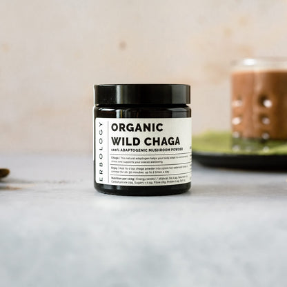 Erbology Organic Chaga Mushroom Powder – 50 Servings, 7% Beta-glucans