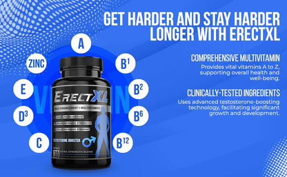 ErectXL Multivitamin for Men – Performance, Size & Stamina Booster | Nitric Oxide & Testosterone Support
