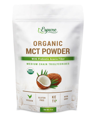 Espure Organic MCT Powder - USDA Certified Organic with Prebiotic Acacia Fiber - 4 oz
