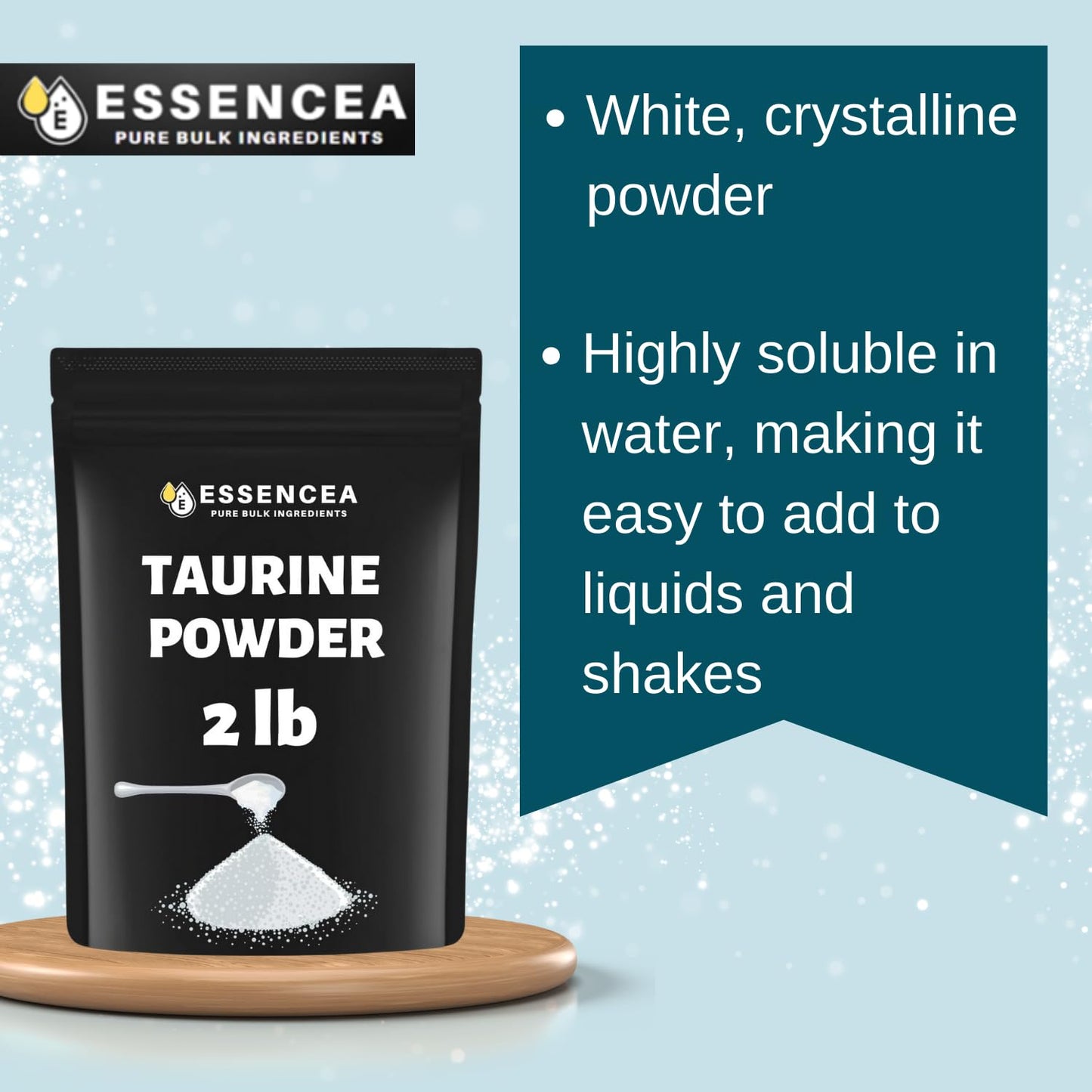 Essencea Taurine Powder 2 lb – 100% Taurine Pure Bulk