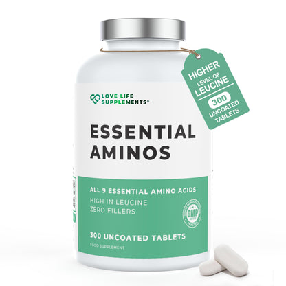 Essential Amino Acids - 300 Tablets / 60 Servings - 9 EAAs + 3 BCAAs - Vegan, 5g per Serving