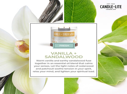 Essential Elements Vanilla & Sandalwood 3-Wick Aromatherapy Candle – 14.75 oz