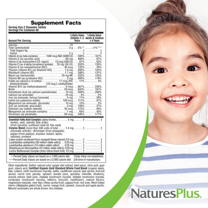 Natures Plus Animal Parade Gold Kids Multivitamin – Grape Chewables, 120 Count, Vegan & Gluten Free