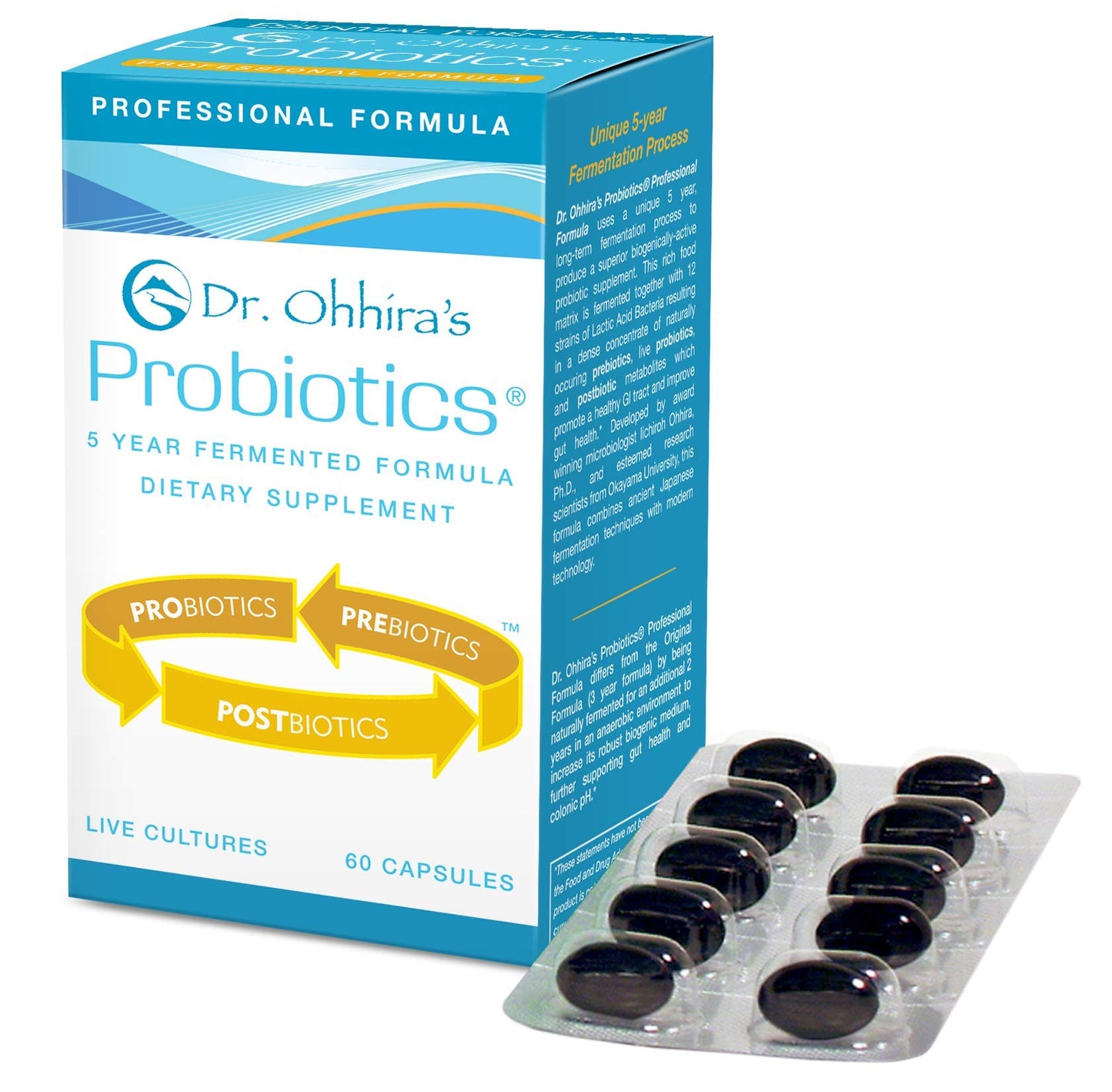 Essential Formulas Dr. Ohhira’s Probiotics Professional Formula — 60 Capsules, 5-Year Fermented Prebiotics & Postbiotic Metabolites