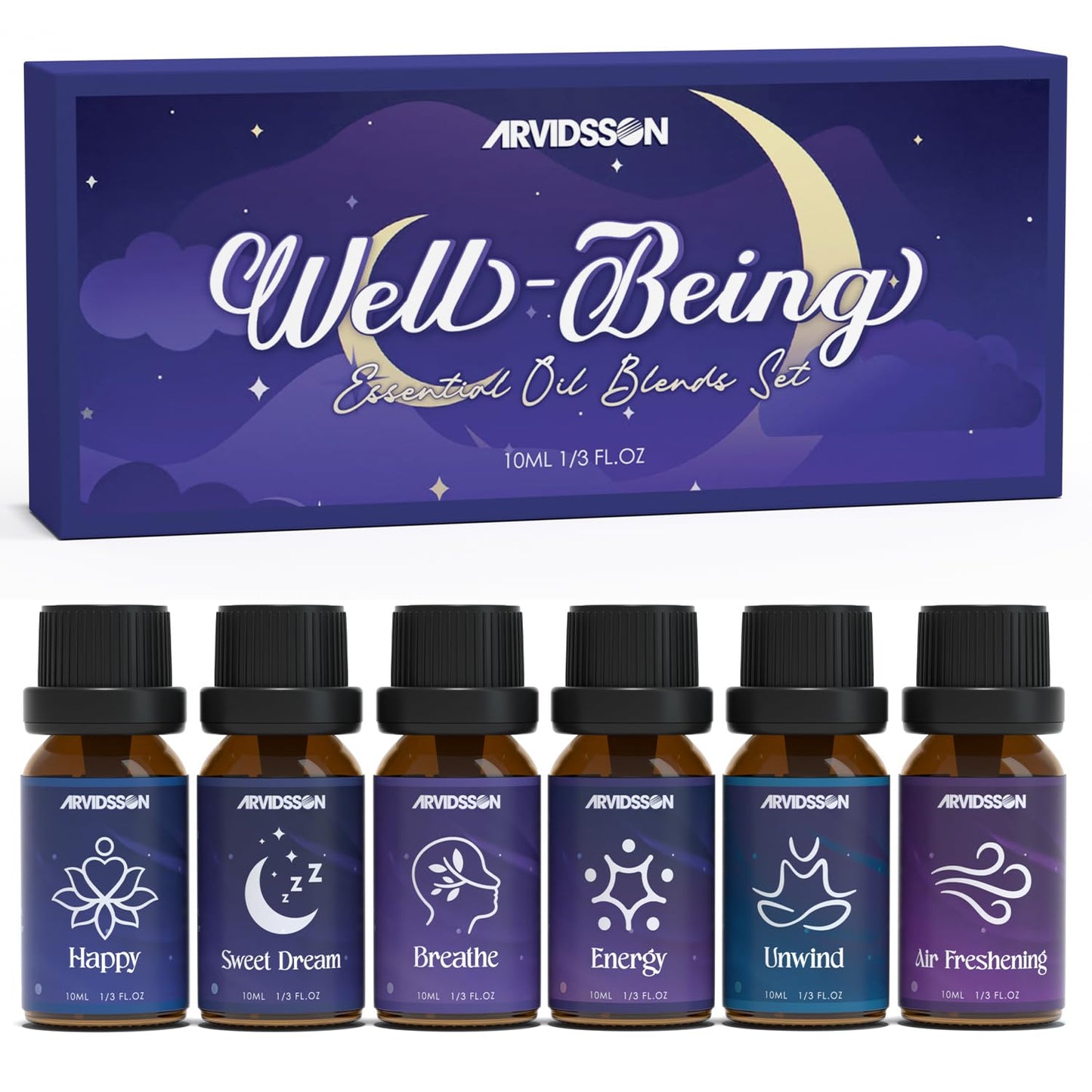 Essential Oil Blends Set – ARVIDSSON Natural Diffuser Oils for Well-Being Gift