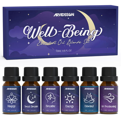Essential Oil Blends Set – ARVIDSSON Natural Diffuser Oils for Well-Being Gift