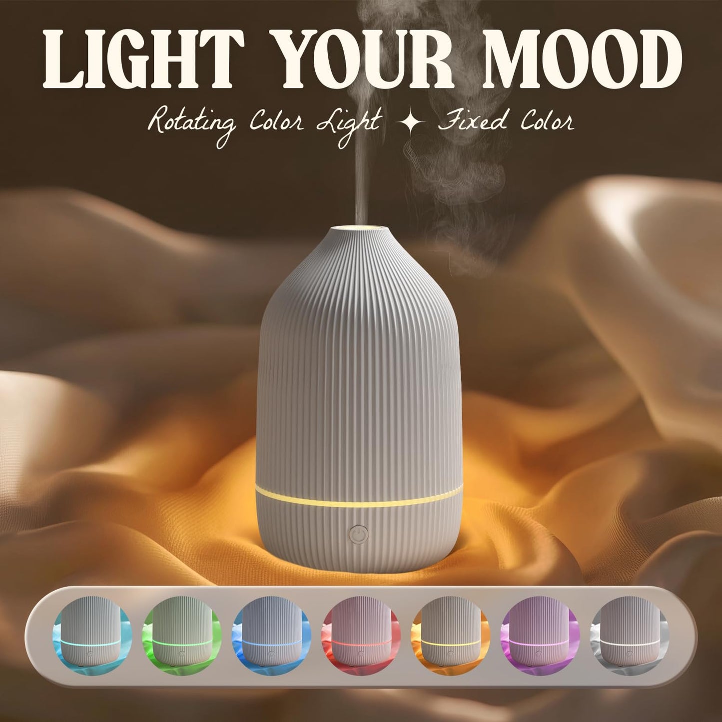 Essential Oil Diffuser 2-Pack - 100ml Ultrasonic Mini Diffuser, White | Auto Shut-Off, 7 LED Lights