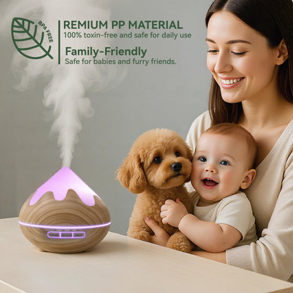 Essential Oil Diffuser 500ML Ultrasonic Large Diffuser with Remote, 14 Color LED, 2 Mist Modes (Brown)