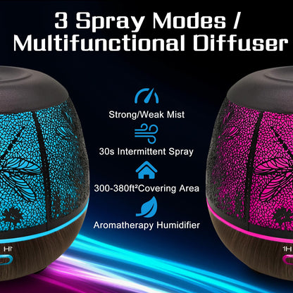 Essential Oil Diffuser 400ml for Bedroom - Remote, Auto Off, 7 Color Lights