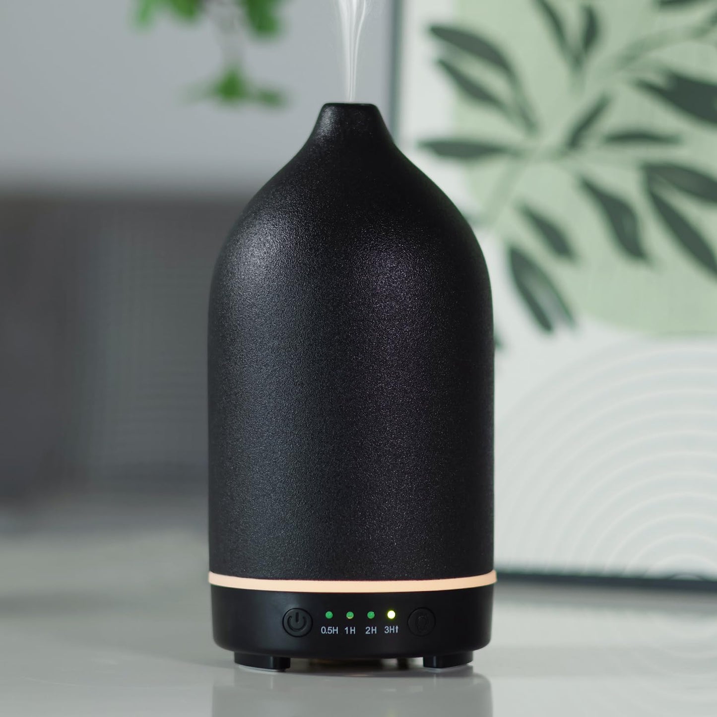 Essential Oil Diffuser Ceramic 150ml Black – Ultrasonic Aroma Diffuser with Timer, 7-Color LED, Auto Shut-Off