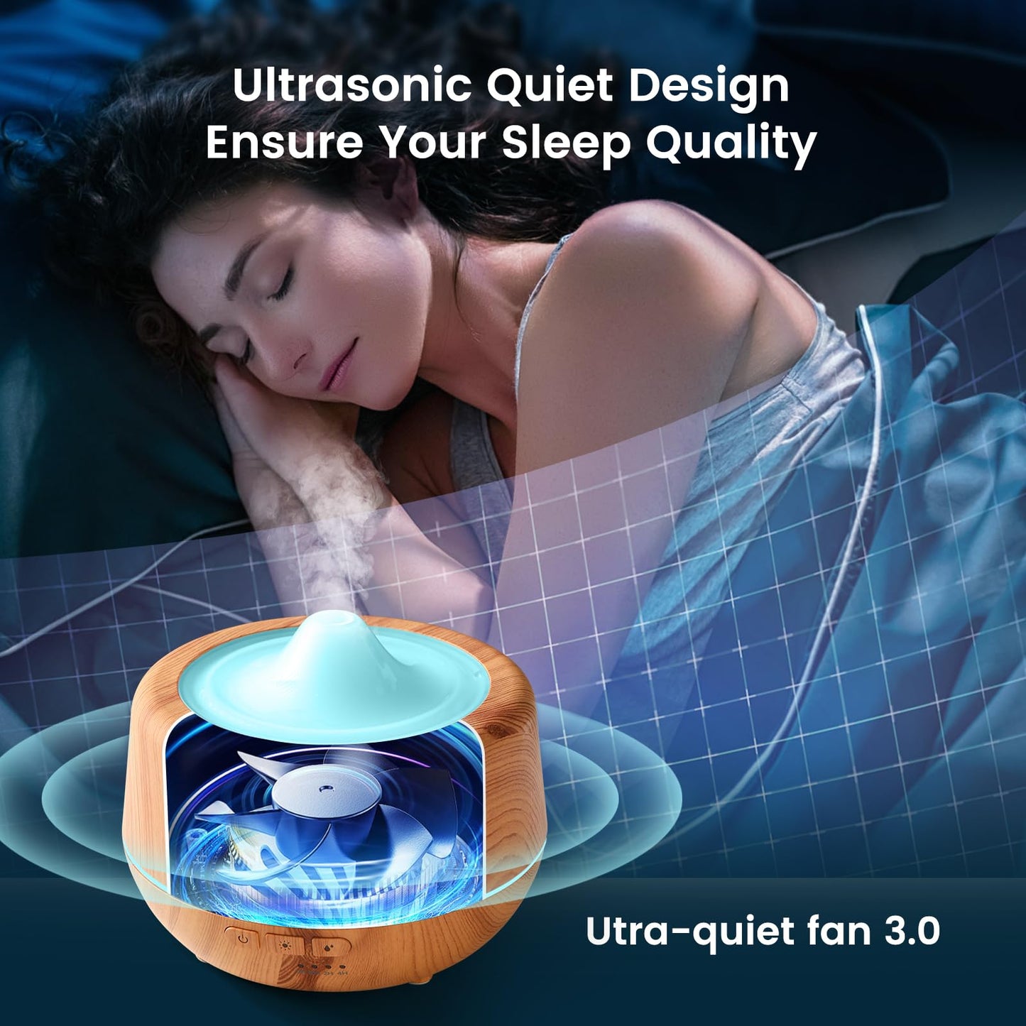 Essential Oil Diffuser 500ml Ultrasonic Diffuser - 2-in-1 Fragrance Diffuser & Humidifier with 7 Color LED Lights (Light Brown)