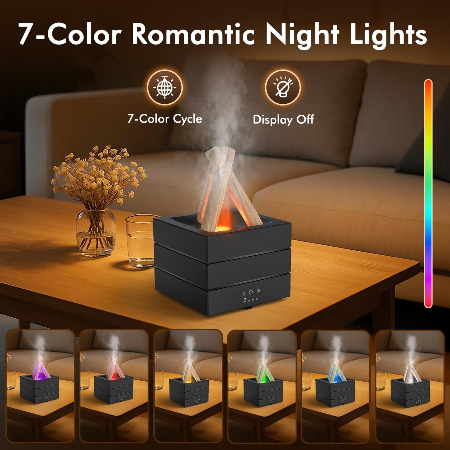 Essential Oil Diffuser 280ML Ultrasonic Humidifier with Remote, Timer & Auto-Off – 7 LED Colors