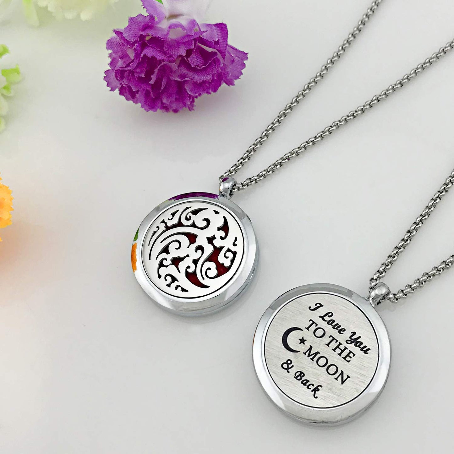 Essential Oil Necklace Diffuser - Family Tree of Life Pendant (49 Refill Pads) | Cloud Diffuser Locket