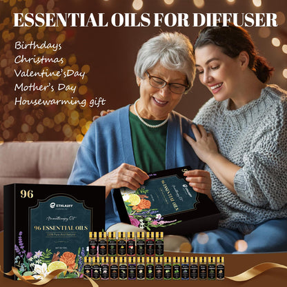 Essential Oil Set 96x5ml – Pure Essential Oils for Diffuser, Massage, Soap, Candle & Bath Bombs