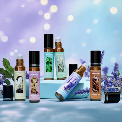 Essential Oils Roll-On Gift Set | Natural Aromatherapy Oils for Body, Skin & Massage