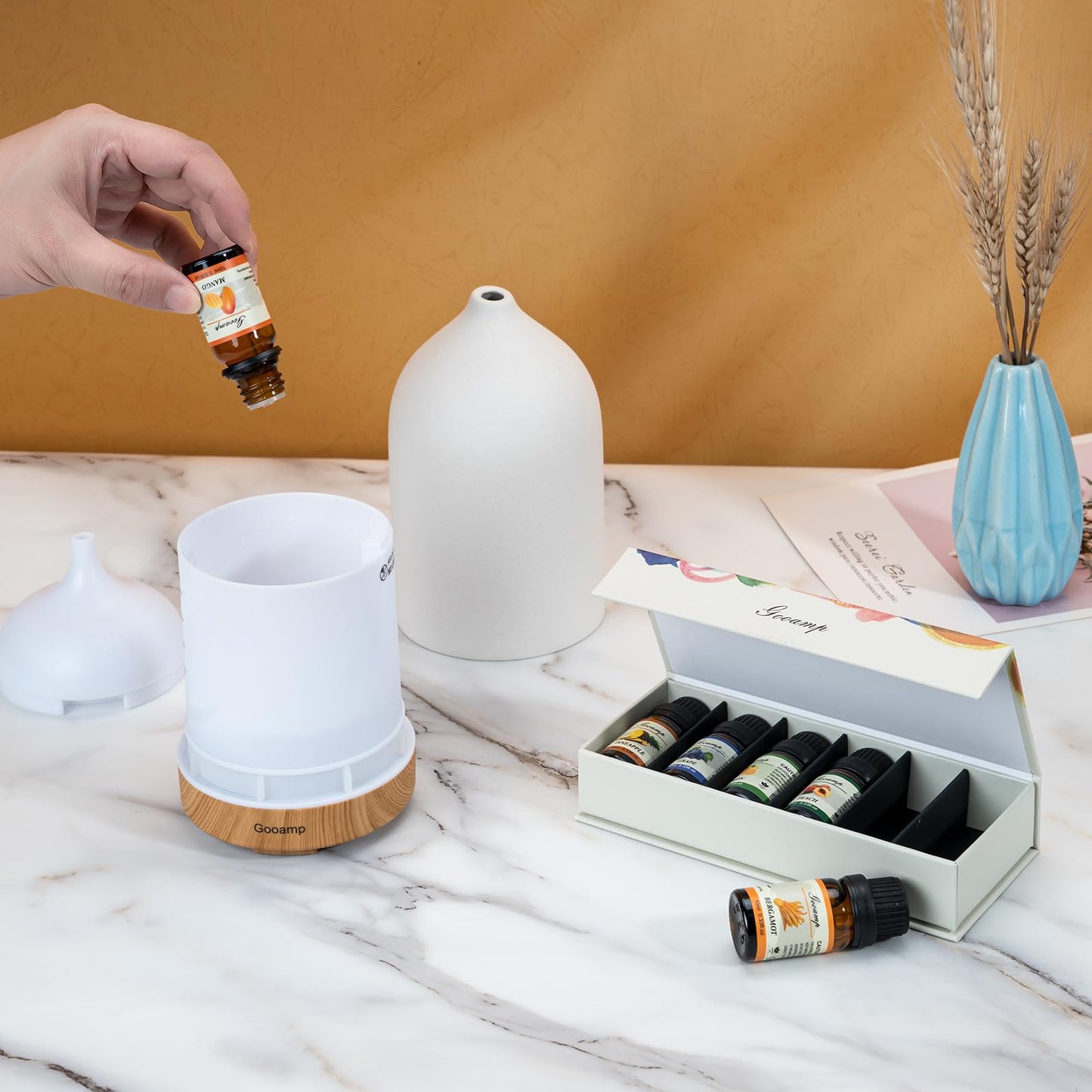 Essential Oils Set - Top 6 Organic Blends (10ml each) for Diffusers, Aromatherapy, Candles & Gifts | Grape, Lemon, Mango, Bergamot, Plneapple, Peach