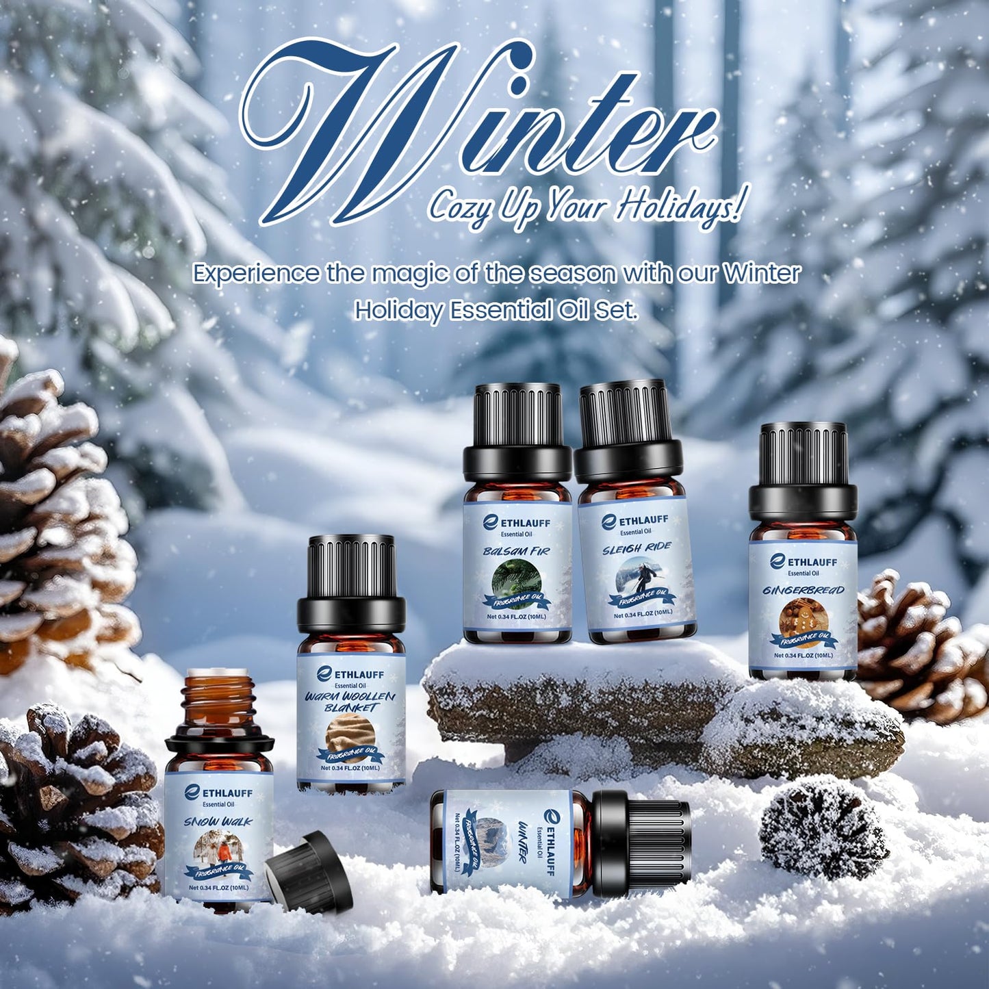 Essential Oils Winter Set - Premium Fragrance Gift for Diffuser, Soap & Candle Making