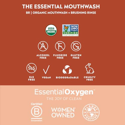 Essential Oxygen Cinnamint Mouthwash – 32 oz, Alcohol-Free Brushing Rinse