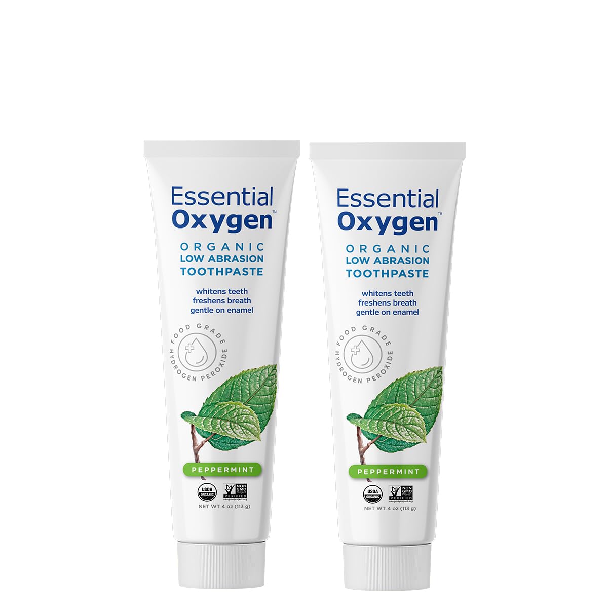Essential Oxygen BR Certified Organic Toothpaste – Peppermint, 4oz (2 Pack)
