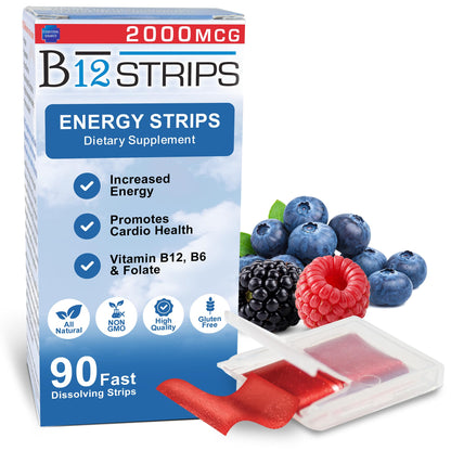 Essential Source 2000 mcg Methylcobalamin B12 Sublingual Strips | Energy, Focus & Hair Support