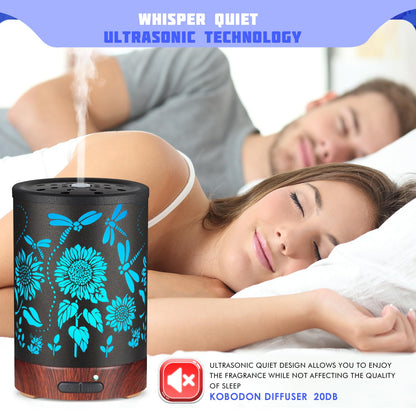 Essential Oils Diffuser - Christmas Aromatherapy Diffuser | 7-Color LED Humidifier (Sunflower) Gift