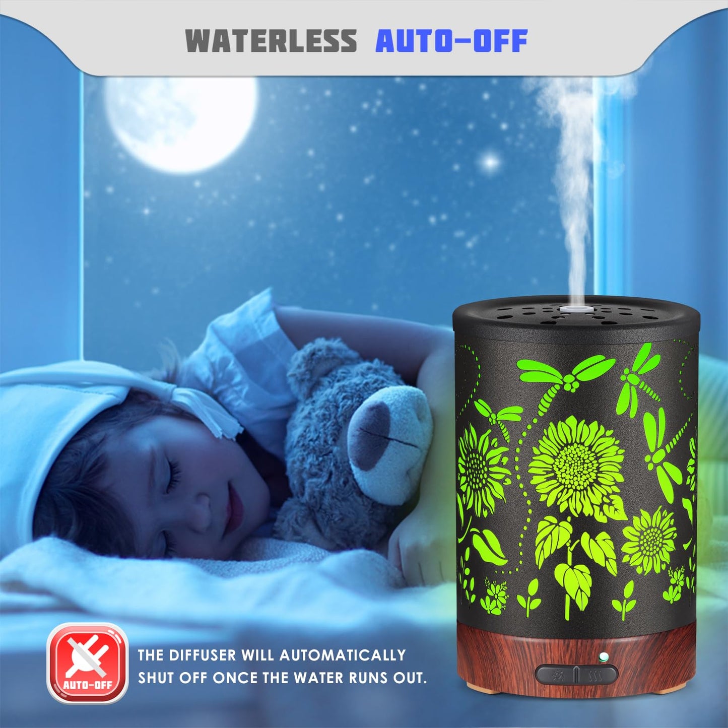 Essential Oils Diffuser - Christmas Aromatherapy Diffuser | 7-Color LED Humidifier (Sunflower) Gift