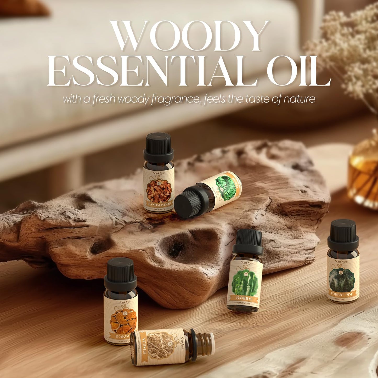 Soulorigin Woody Essential Oils Set – Diffuser & Candle Fragrances