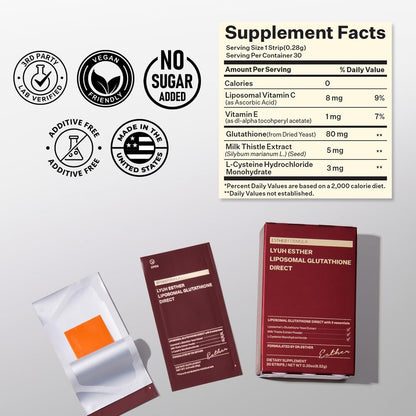 ESTHER FORMULA Liposomal Glutathione Strips 284mg×90 – Enhanced Absorption, Antioxidant Support, Made in USA