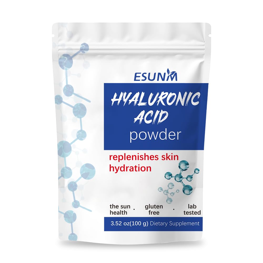 ESUNM Hyaluronic Acid Powder – Low Molecular Weight 100 kDa, 3.52 oz for Skin Hydration & DIY Serum