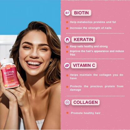 Esverco Biotin 10000mcg Keratin Collagen Gummies – Hair & Nails Support