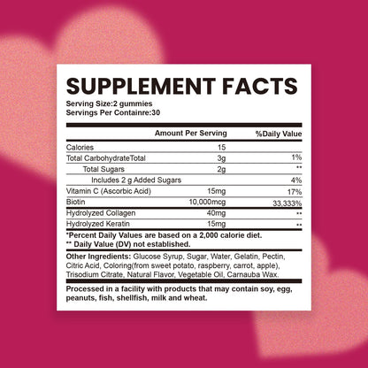 Esverco Biotin 10000mcg Keratin Collagen Gummies – Hair & Nails Support