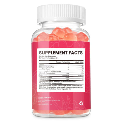 Esverco Biotin 10000mcg Keratin Collagen Gummies – Hair & Nails Support