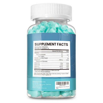 Esverco Magnesium Glycinate Gummies 500mg Sleep Support – Vegan, Non-GMO, 60 Count